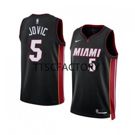 Muške NBA Dres Miami Heat Nikola Jovic 5 Nike 2022-23 Icon Edition Crno Swingman